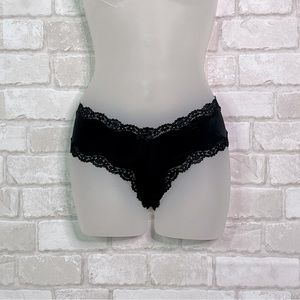 Victoria’s Secret Black Satin Sheer Cheeky Panties